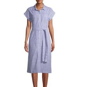 Women's Striped Belted Midi Shirt Dress